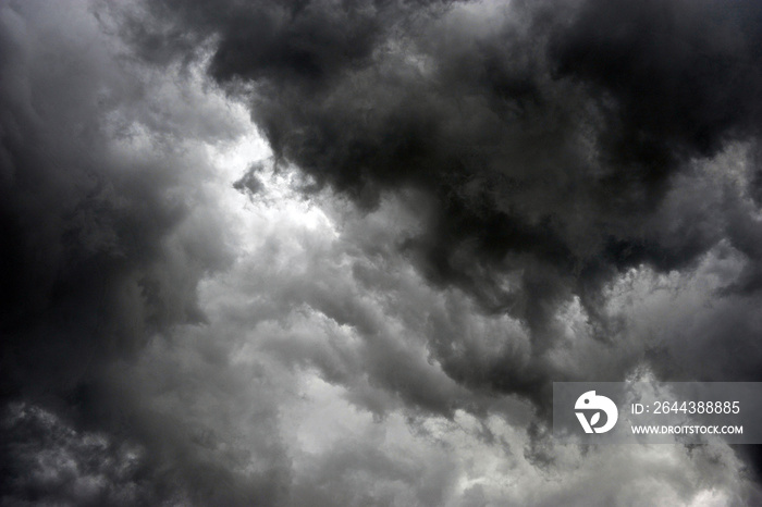 Full frame of gray sky with clouds threatening rain