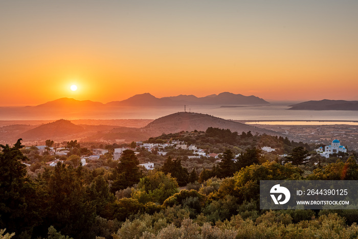 Beautiful Zia sunset view at island Kos Greece