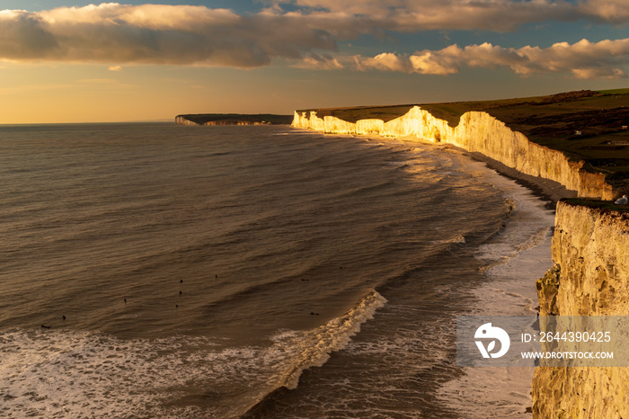 Sunset at Seven Sisters Sea Cliffs - England