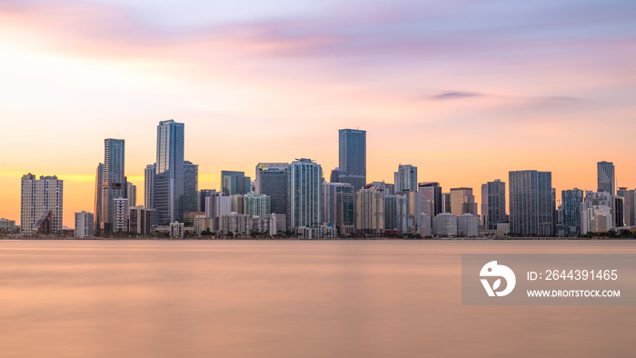 Downtown Brickell Miami Skyline Sunset