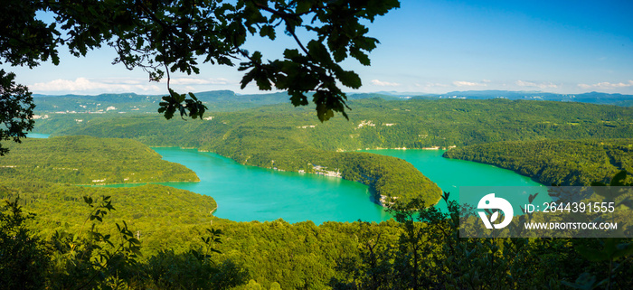 panorama of the lac de vouglans river, france