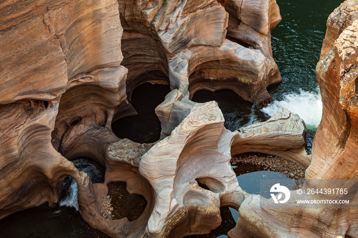 Bourke’s Luck Potholes, eroded sandstone formations at Blyde River Canyon, Mpumalanga, South Africa