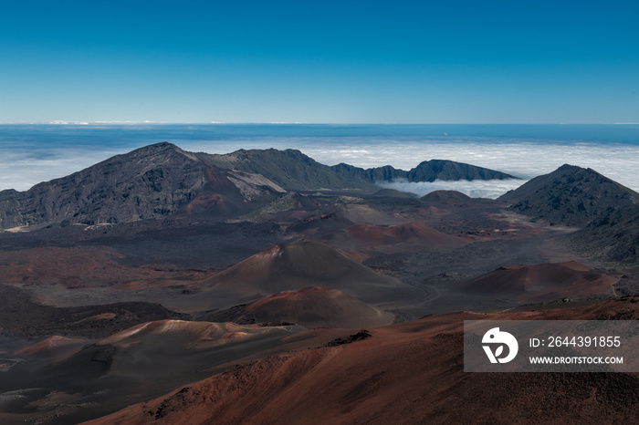 Bautiful volcano valley with hills and mountains in Big Island, Hawaii