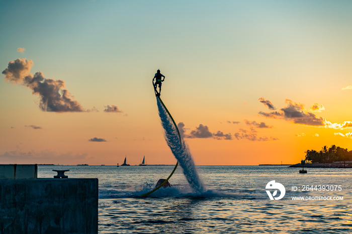 Flyboard Extreme, Man Flyboarding at Sunset, Key West South Florida