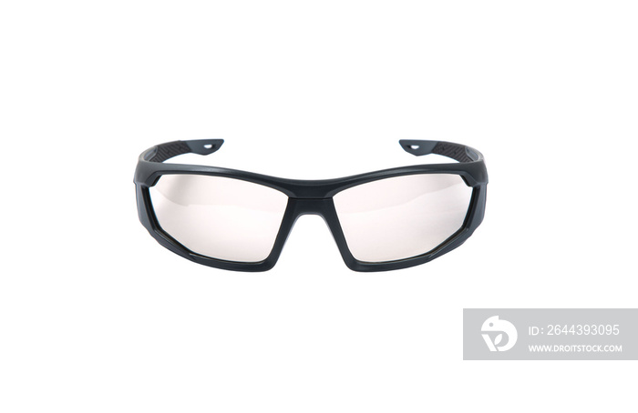 Modern safety goggles for athletes, shooters and workers. Eye protection goggles isolated on white back