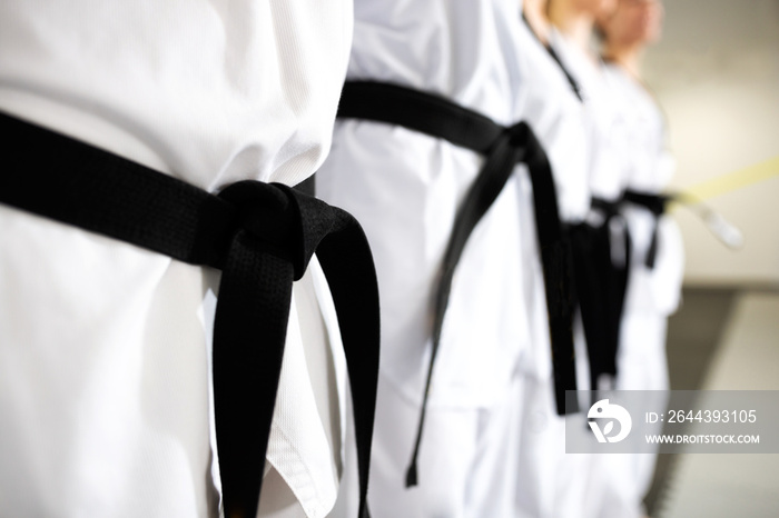 Black belts in close up mode