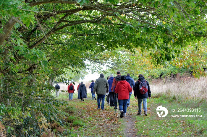 Senior hikers on the path at Plougrescant in Brittany France