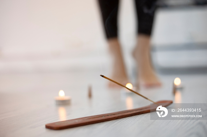 girl training in yoga studio