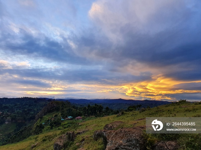 sunrise in the mountains of the Ugandan Sipi Falls