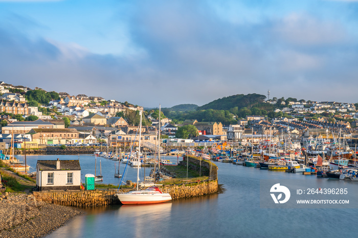 Newlyn town harbour at sunrise in Cornwall. United Kingdom