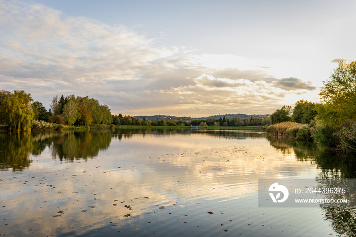 Lake Gebart (Gebarti-to) in autumn in Zalaegerszeg, Hungary