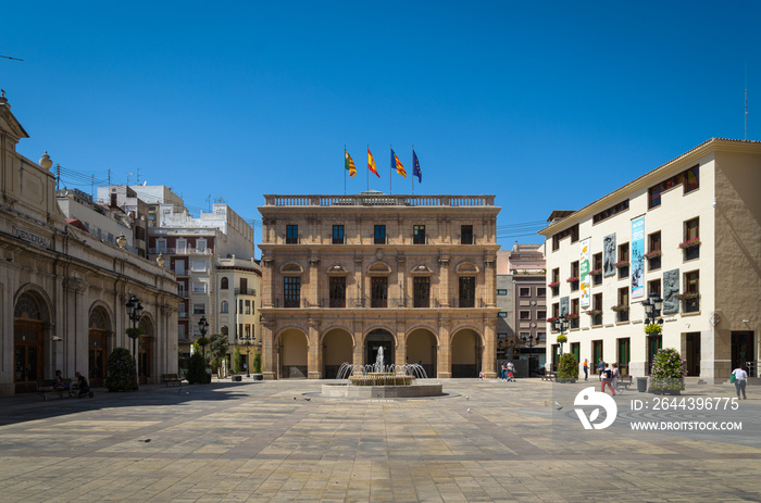 Main square of Castellon de la Plana with the city council building, Spain
