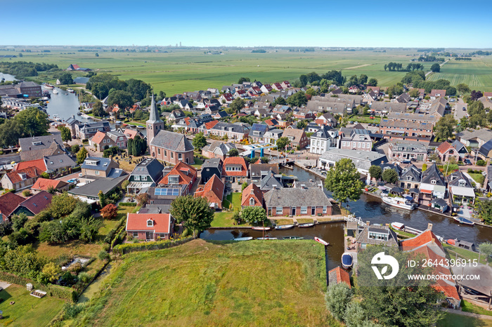 Aerial from the village Warten in Friesland the Netherlands