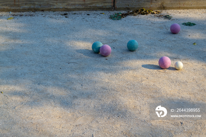 Bocce balls on the ground