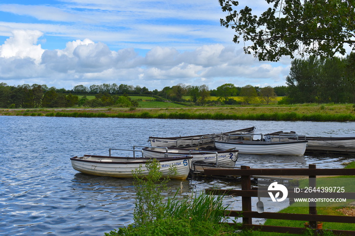 Fishing boats on water at Thorpe Malsor Reservoir ideal for fly fishing in Northamptonshire. Thorpe Malsor Trout Fishery is a club which offers annual membership. No day fishing tickets available.