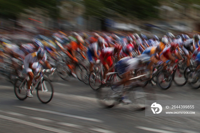 Bicycle race with motion blur.
