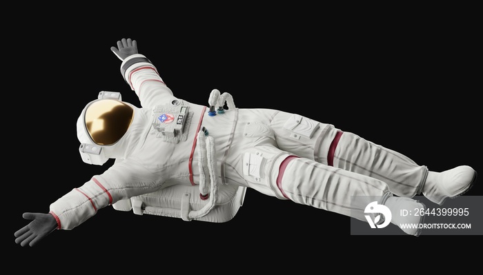 astronaut posing like space parson in-universe 3d render with black background