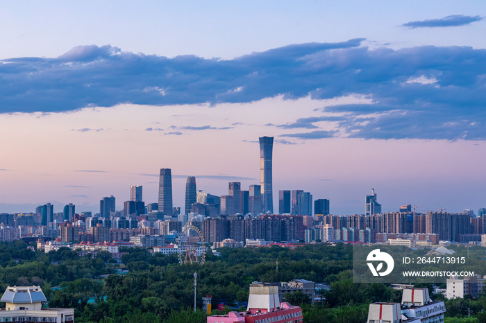 北京国贸CBD中央商务区城市夕阳风光