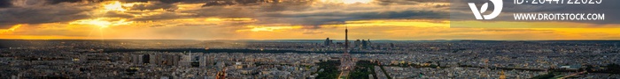 Beautiful sunset panorama of Paris. France