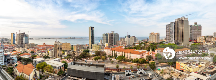 Beautiful view of Luanda city, difference between worlds, the degraded and the new. Angola. Downtown.