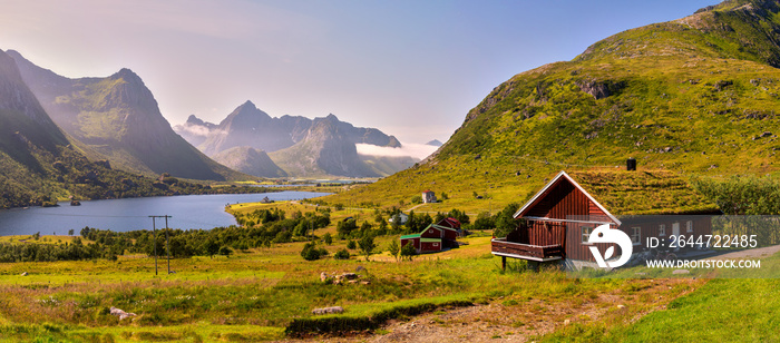 Beautiful Norwegian landscape photographed panorama - around Lom