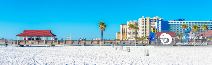 Beautiful Clearwater beach with white sand in Florida USA