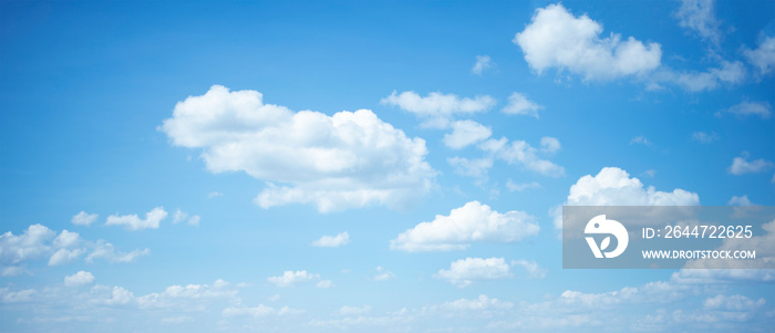 cartoon clouds running and having fun in the blue sky.panorama view.