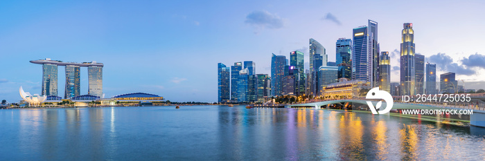 Singapore financial district skyline at Marina bay on twilight time, Singapore city, South east asia.