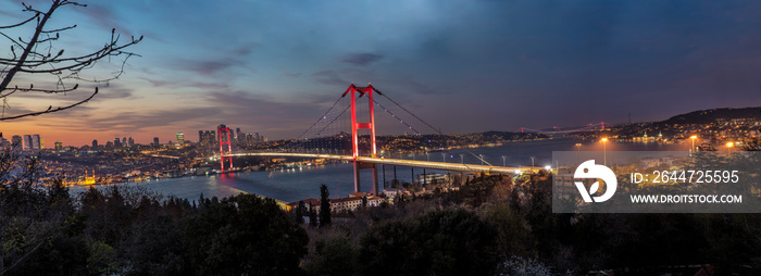 Bosphorus Panorama. Fatih Sultan Mehmet Bridge, Bosphorus bridge in Istanbul Turkey