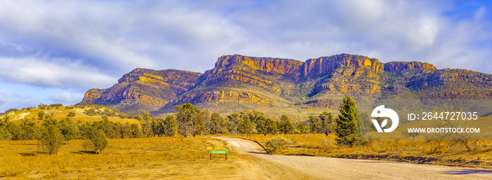 Panoramic landscape of Flinders Ranges in Ikara-Flinders National Park, South Australia