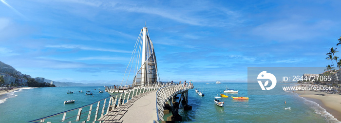 Playa De Los Muertos beach and pier close to famous Puerto Vallarta Malecon, the city largest public beach.