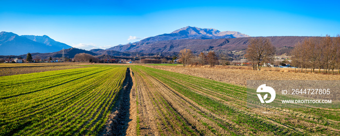 View of the Serra Morenica of Ivrea (Piedmont Northern Italy); is the longest linear hill in Europe and was formed from the rocky residues dragged by an ancient prehistoric glacier.