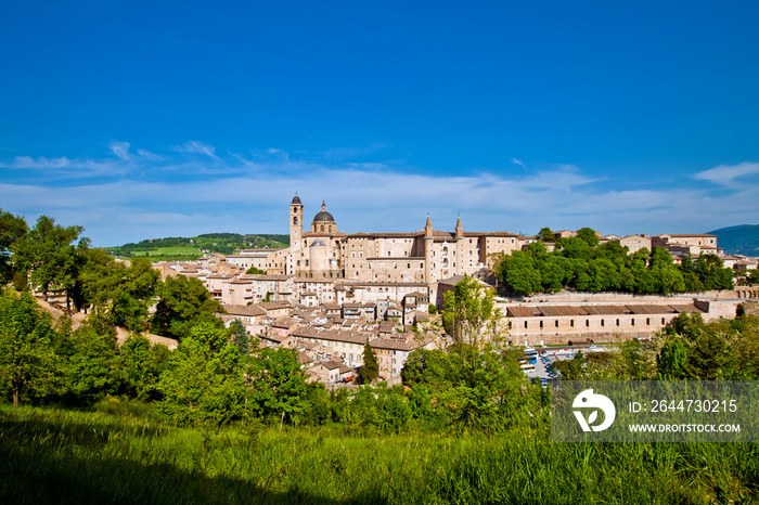 Urbino is a walled city in the Marche region of Italy, medieval town on the hill