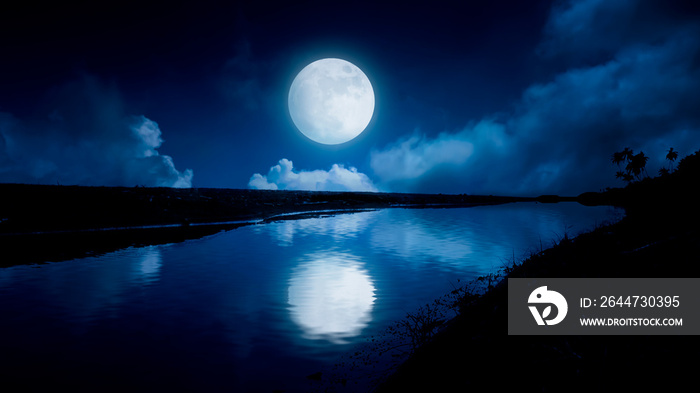 Moonlight reflection in a river.