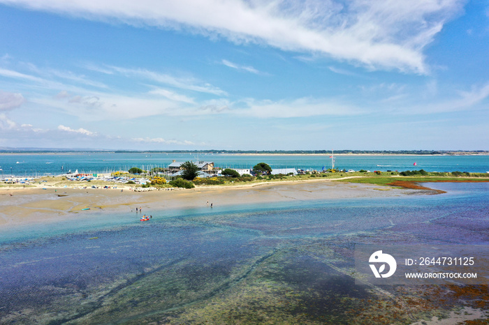 beautiful island view of small sandy island in the ocean, taken at Hayling Island