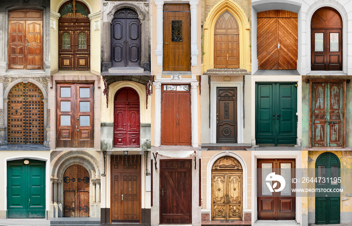 Collage of beautiful old doors