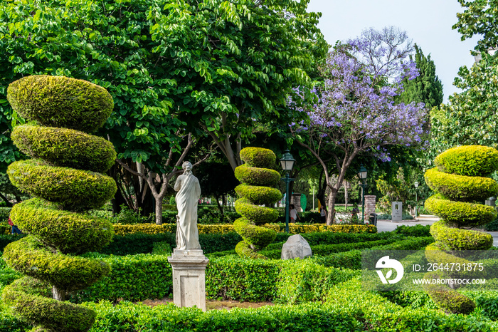 View over the gardens of the Real del Viveros in Valencia, Andalusia Spain