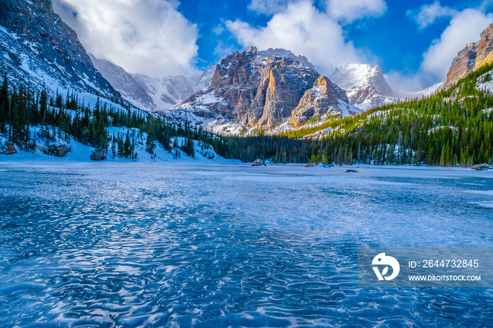 Snowshoeing to Loch Lake in Rocky Mountain National Park in Estes Park, Colorado