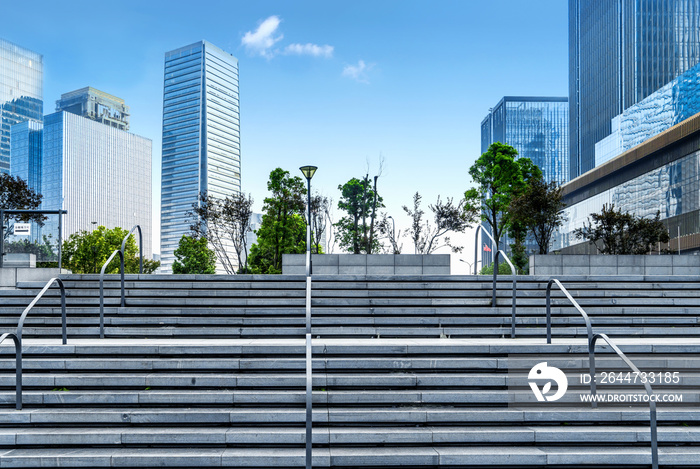 square front of modern office buildings in chongqing financial district,china