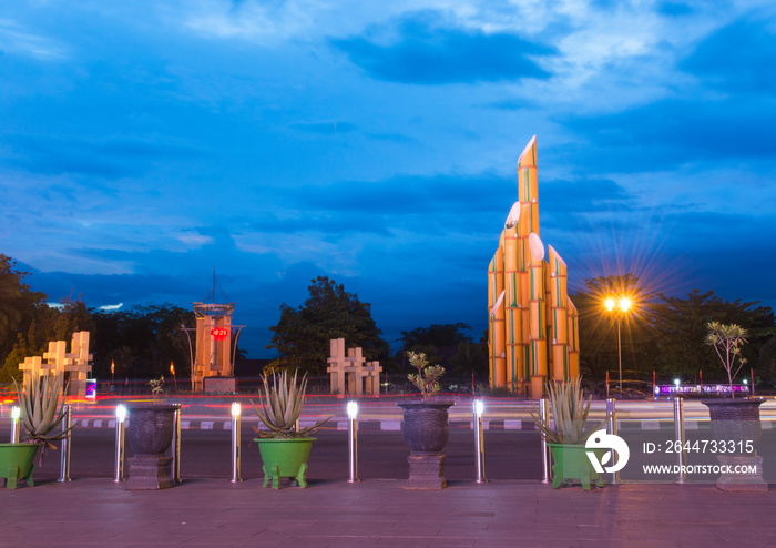 Beautiful sunset at Bamboo Monument Pontianak, Indonesia