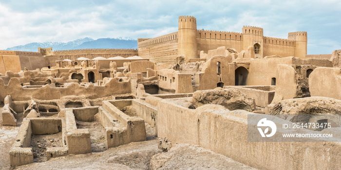 Ruins, towers and walls of Rayen Citadel, Biggest adobe building in the world, Kerman Province, Iran