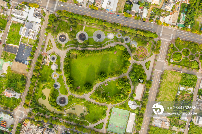 green and funny park at a city