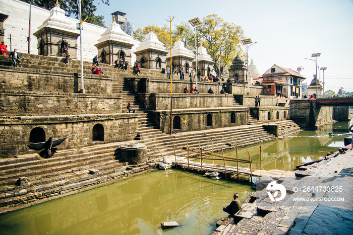 cremation ceremony at Pashupatinath temple on the Bagmati River.