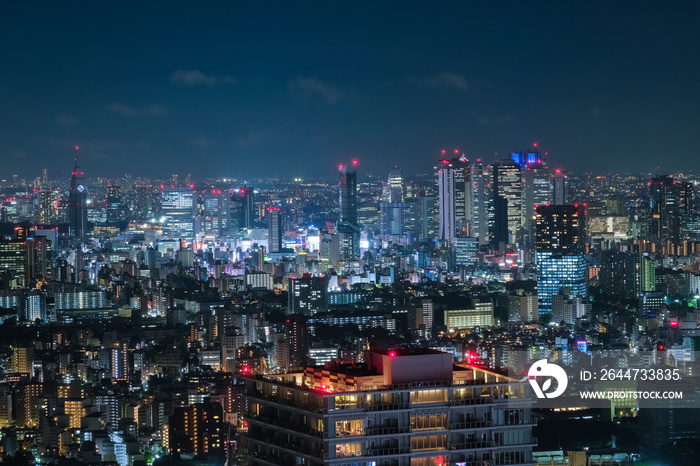 東京都 池袋、サンシャイン60展望台からの新宿方面の夜景