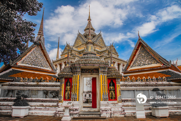 Views of Wat Pho temple in Bangkok Thailand