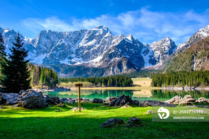 Spring morning at the alpine lake