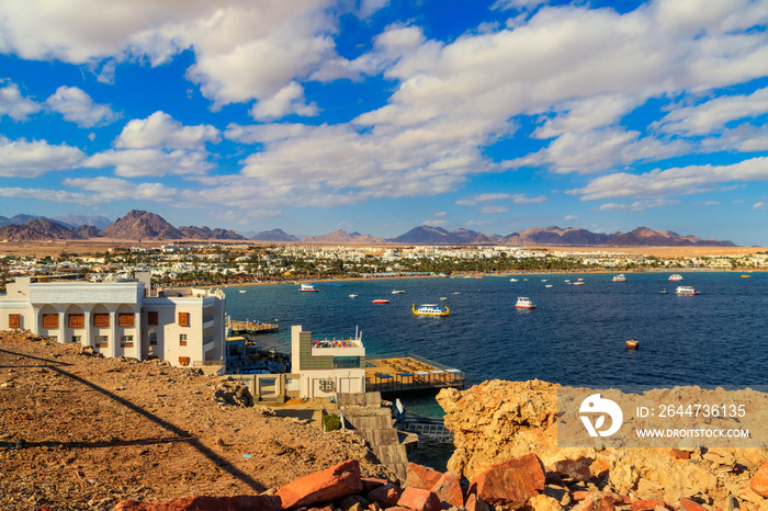 View of Naama Bay in Sharm El Sheikh, Egypt. View from above