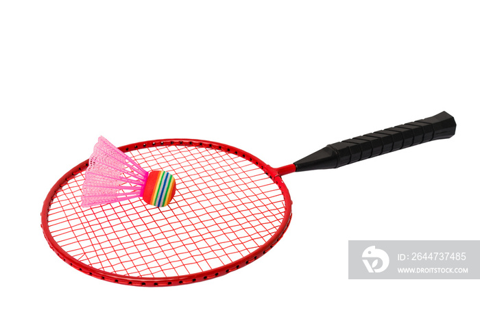 Badminton racket isolated on white background .