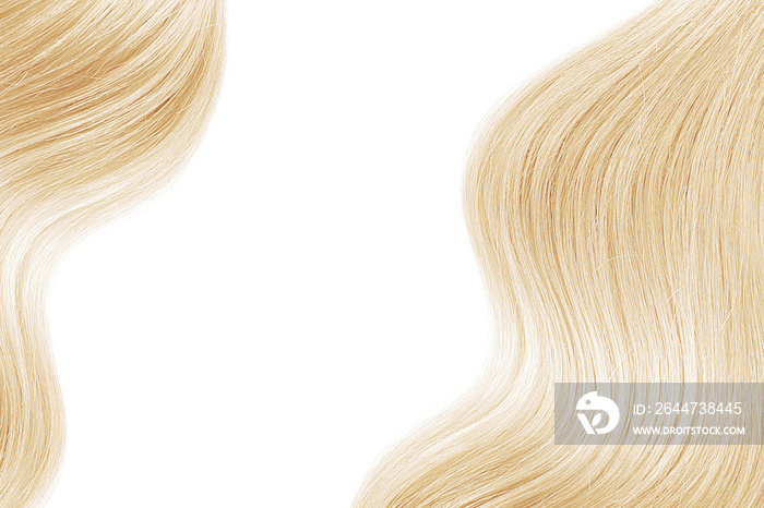 Blond shiny hair as background. Copyspace