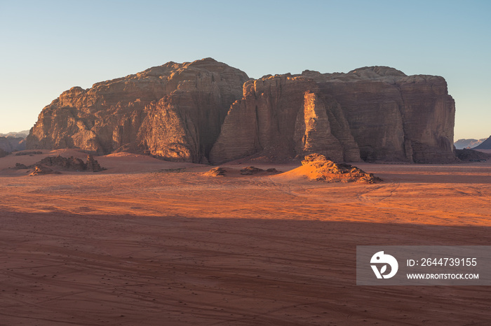 Beautiful mountains  and desert in Wadi Rum desert in a morning sunrise, Jordan, Arab